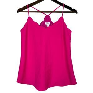 J. Crew Sleeveless Scalloped Neck and Back Cami Adjustable Straps Top 0 Pink